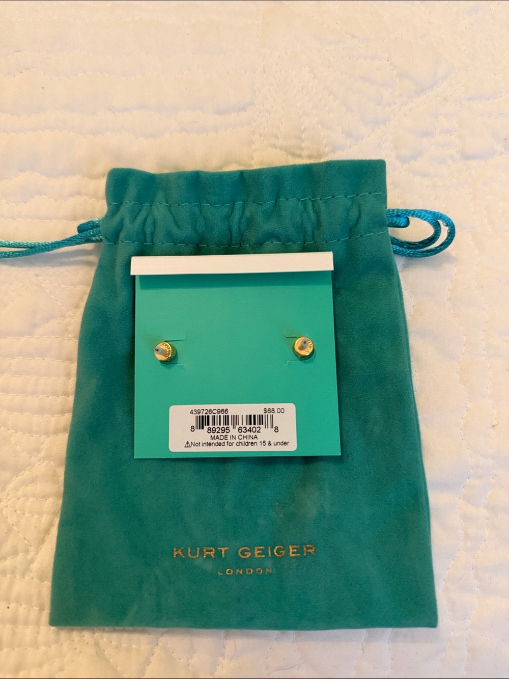 Kurt Geiger Gold Tone Teardrop Stud Earrings with Multicolor Crystals - Picture 2 of 5